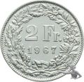 2 Franken 1967 B Stempelriss durch den Kranz, wertseitig | PRACHTSTÜCK !!!