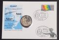 Numisbrief gestempelt 1996 in Berlin mit 5 Franken 1979 Albert Einstein Portrait