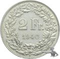 2 Franken 1940 B | Silbermünze in sehr gutem Zustand