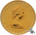 1/10 Unze Feingold - Kanada Maple Leaf zu 5 Dollars 1985