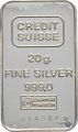 20 Gramm Silberbarren - Credit Suisse - 999.0 Feinsilber