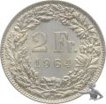 2 Franken 1964 B - Prachtstück, Stempelglanz