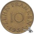 Saarland 10 Franken 1954