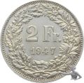 2 Franken 1947 Silber Überdurchschnittliche Qualität