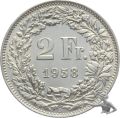 2 Franken 1958 Silber Überdurchschnittliche Qualität