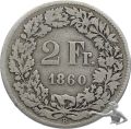2 Franken 1860 B | Sitzende Helvetia
