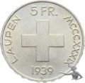 10 St&uuml;ck 5 Franken 1939 - Schlacht bei Laupen Laupentaler Silber