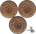 3 Stk. 1 Rappen 1917 B Top Stempelglanz !!!