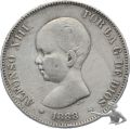 Spanien 5 Pesetas 1888 Alfonso XIII Silber