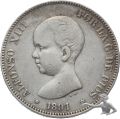 Spanien 5 Pesetas 1891 Alfonso XIII Silber