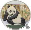 China Panda 2015 - Silbermünze zu 30 Gramm 999 Silber - coloriert, mit grünem Teppich