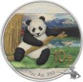 China Panda 2014 - Silbermünze zu 1 Feinunze 999 Silber - coloriert "auf dem Rasen"