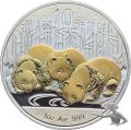 China Panda 2014 - Silbermünze zu 1 Feinunze 999 Silber - teilvergoldete Pandas