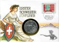 Numisbrief mit Silberunze Sitzende Helvetia 1850