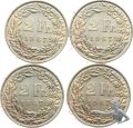 Fehlprägungen 1967 - Lot mit 4 Stück 2 Franken mit zahlreichen Stempelbrüchen