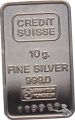 999er Silberbarren - 10 Gramm - Credit Suisse