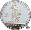 1991 Wilhelm Tell &amp; Sitzende Helvetia - 1 Unze Feinsilber 999