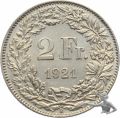 2 Franken 1921 B seltene Qualit&auml;t
