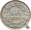 1/2 Franken 1920 B seltene Qualität