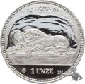 Luzern 1988 Löwendenkmal &amp; sitzende Helvetia - 1 Unze 999 Feinsilber