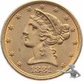 USA 5 Dollars 1881 Phiadelphia Gold