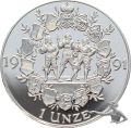 1991 R&uuml;tlischur - 700jahrfeier 1291 - 1 Unze 999 Feinsilber