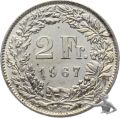 2 Franken 1967 B - Silber - gesuchte Qualit&auml;t