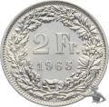 2 Franken 1965 B - Silber - gesuchte Qualit&auml;t