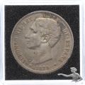 Spanien 5 Pesetas 1875 Grossilberm&uuml;nze
