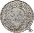 5 Franken 1851 - Eidgenossenschaft Silber Sitzende Helvetia