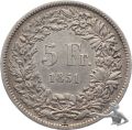 5 Franken 1851 - Eidgenossenschaft Silber Sitzende Helvetia