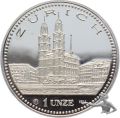 1990 Z&uuml;rich - 1 Unze Feinsilber 999