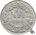 50 Rappen 1914 fast unzirkuliert/stempelglanz Silber