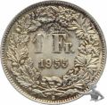 1 Franken 1955 - Silber - Patina