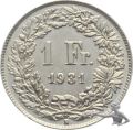 1 Franken 1931 - Silber - Prachtst&uuml;ck