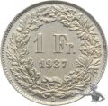 1 Franken 1937 - Silber - Prachtst&uuml;ck