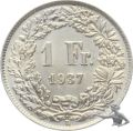 1 Franken 1937 B - fast Stempelglanz !!!