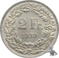 2 Franken 1939 Silber 10 Gramm