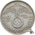 3. Reich 2 Mark 1938 Hakenkreuz Silber