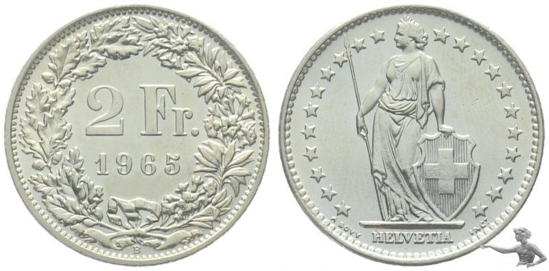 2 Franken 1965 B - PRACHTEXEMPLAR
