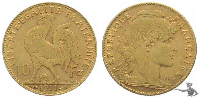 Frankreich 10 Francs 1911 | Gold Hahn | GUENSTIG !!!