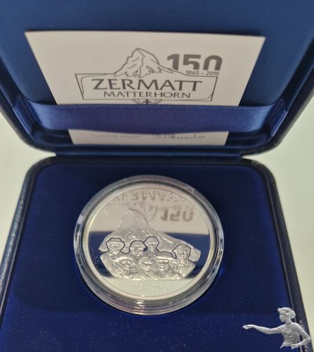 2015 Zermatt, Matterhorn 1865-2015 Silber 1 Unze mit Box & Zertifikat