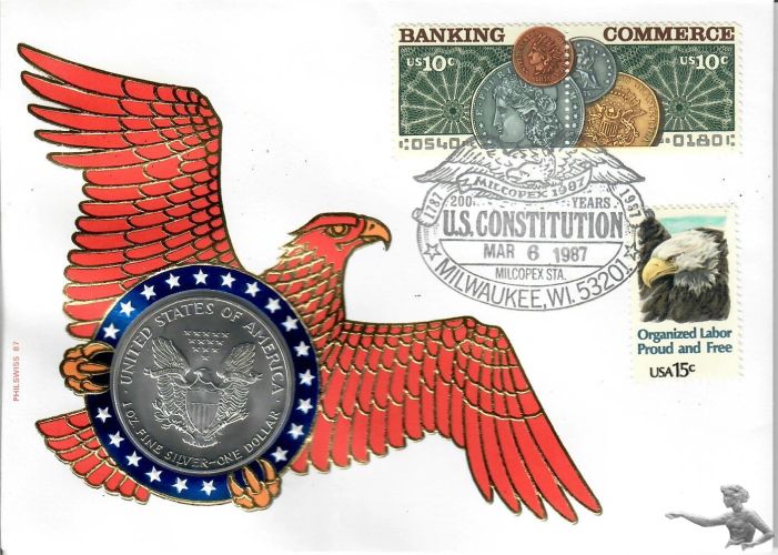 USA 1 Unze Feinsilber Silver Eagle 1987, Numisbrief