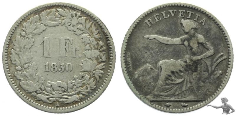 1 Franken 1850 Sitzende Helvetia