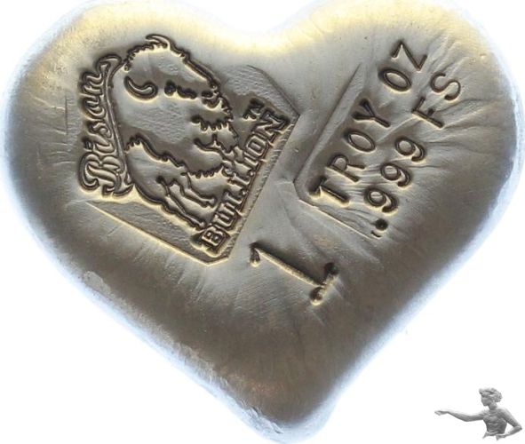 1 Unze Feinsilber Herz Heart (Bison Bullion) äusserst selten!