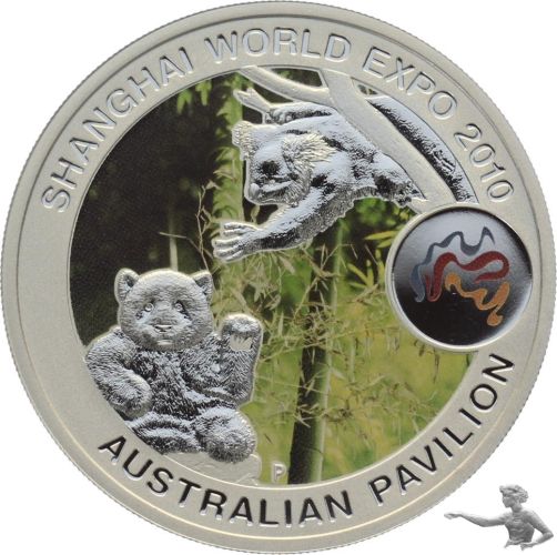 Australien 1 Dollar 2010 Shanghai Wold Expo - Panda &amp Koala - 1 Unze Feinsilber