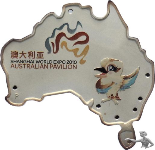 Australien 1 Dollar 2010 Shanghai Wold Expo - Maskottchen - 1 Unze Feinsilber - Form des Kontinentes