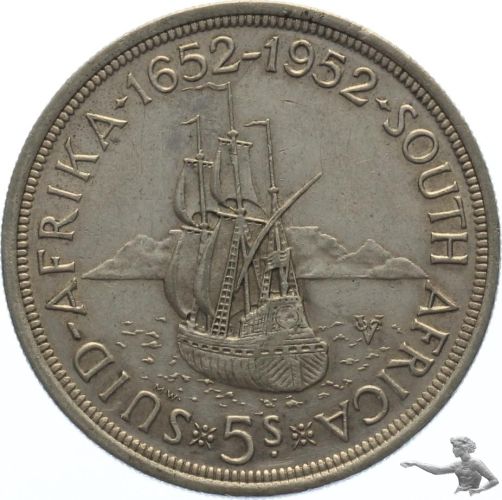5 Shillings 1952, Silber, 39 mm, 28 Gramm