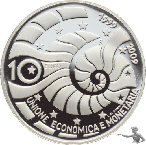 San Marino 10 Euro 2009 - 10 Jahre Europäische Währungsunion - Silber PP - in Originalkapsel