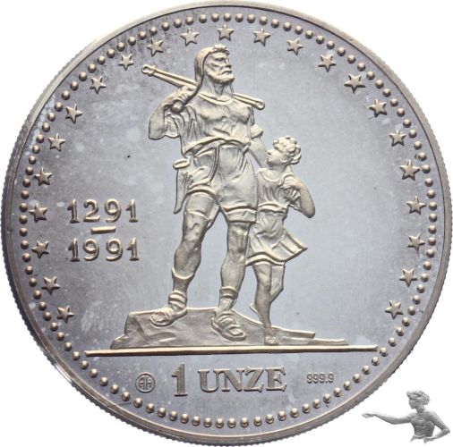1991 Wilhelm Tell - 1 Unze Feinsilber 999